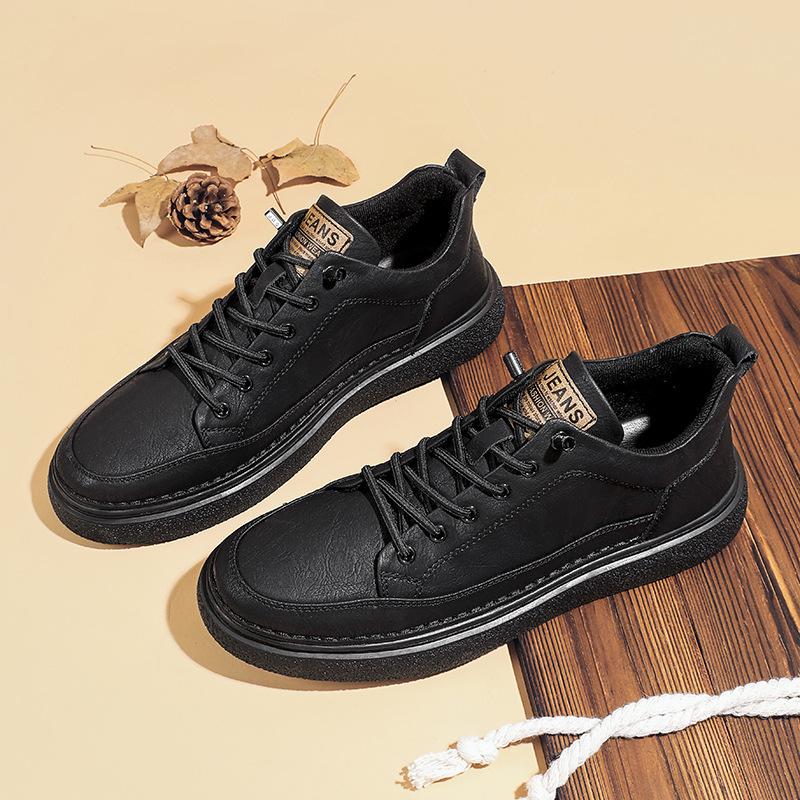 Popular Men's Leather Shoes Leather Fashion Autumn Men's Shoes Soft-soled Sports and Leisure Board Shoes Men's Trendy Shoes Versatile Shoes