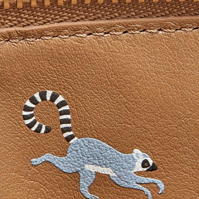 Loewe X Suna Fujita Collaboration Spring Summer 2024 Collection Lemur Print Zipper Card Holder Women Card Holder Oak-Brown C643Z40X53-3980
