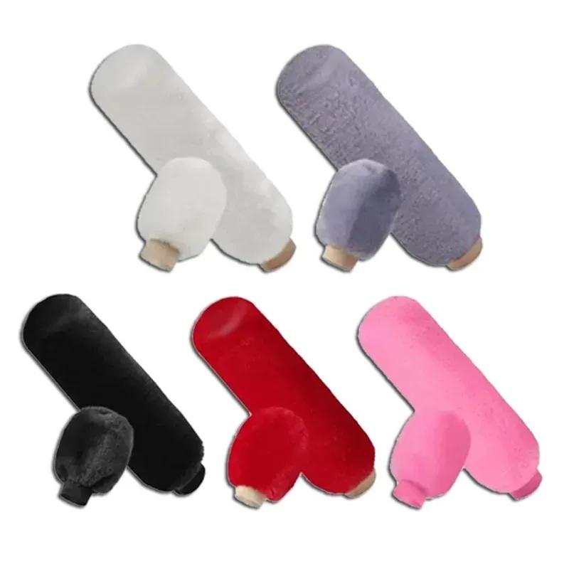 2Pcs Car Handbrake Grip Covers Gear Shift Knob Cover Handle Plush Sleeve Winter Soft Warm Hand Brake Car Accessories for Girls