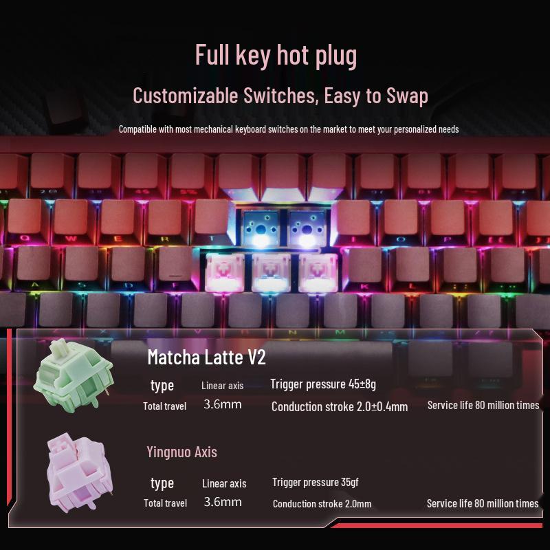 Механическая игровая клавиатура Tuo Tuo из алюминиевого сплава с RGB-подсветкой и трехрежимной настройкой
