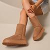 Lucyever Fashion Camel Mid-Caf Зимние сапоги для женщин Теплые плюшевые зимние сапоги на платформе Женские сапоги без застежек на толстой подошве Botas Ujer