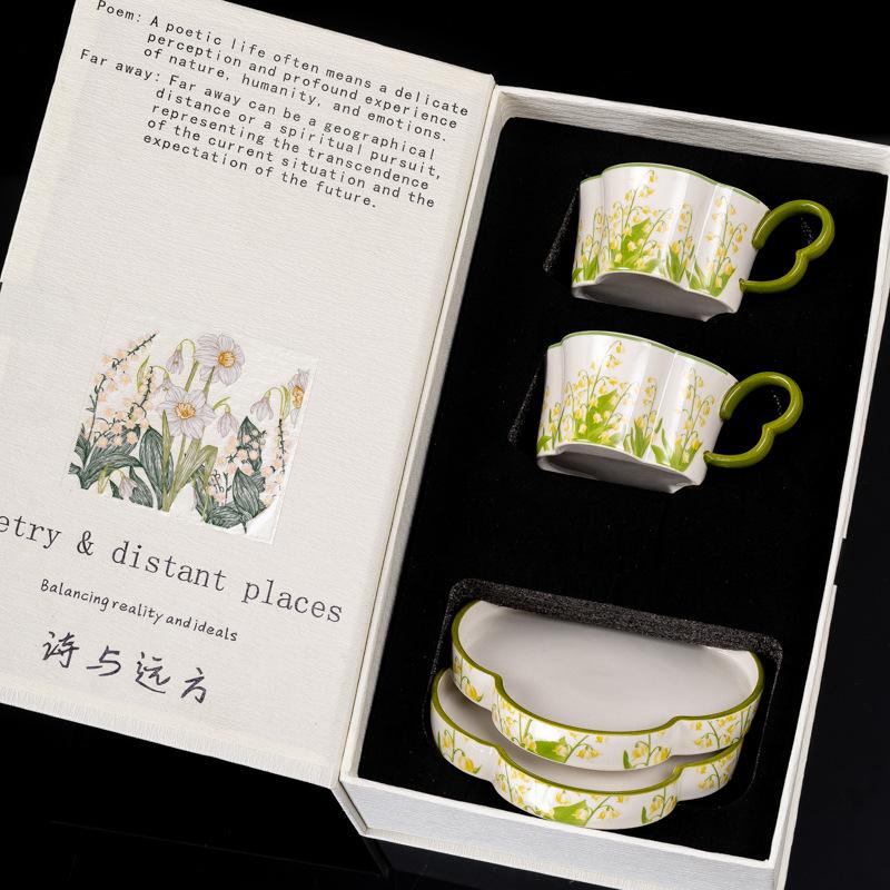 Поэзия и Расстояние Ландыш Кофейная Чашка Подарочная Коробка Подарок на День Рождения для Подруги Свадьба Помолвка Сувенир Премиум