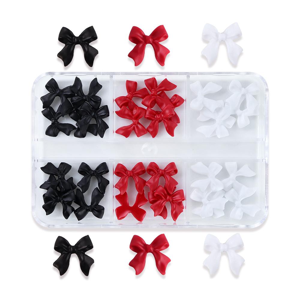 6-сетчатая коробка, лента, бант, аксессуары для ногтей, аксессуары для банта из смолы, товары для ногтей «сделай сам»