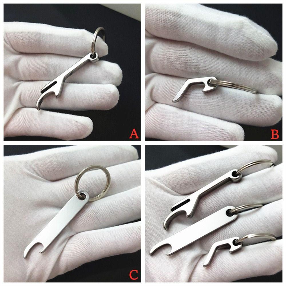 Mini Beer Opener Keyring Stainless Steel Beer Bottle Opener Keychain Portable Survival Tool