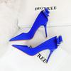 Fashionable Banquet High Heels Slim Heels Women's Shoes Shallow Mouth Pointed Toe, Back Bow Single Shoes
