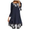 Women's Casual Fashion Chiffon Print Loose Double-Layer Large Size Dresses