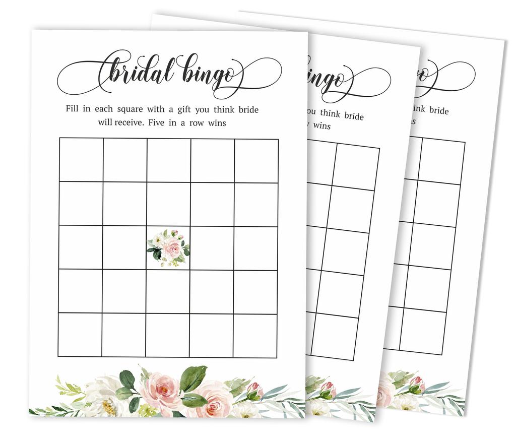 Inkdotpot 50A Floral Brunch & BubblyA BingoA GameA CardsA For Bridal Wedding Shower Bachelorette Party Bulk Blank Square Fill In Gift