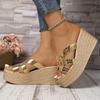 Women's Platform Wedge Sandals Summer Fashion Gold Silver Wedge Heel Sandals Woman Brand Design Thick Bottom Beach Slipper 35-43