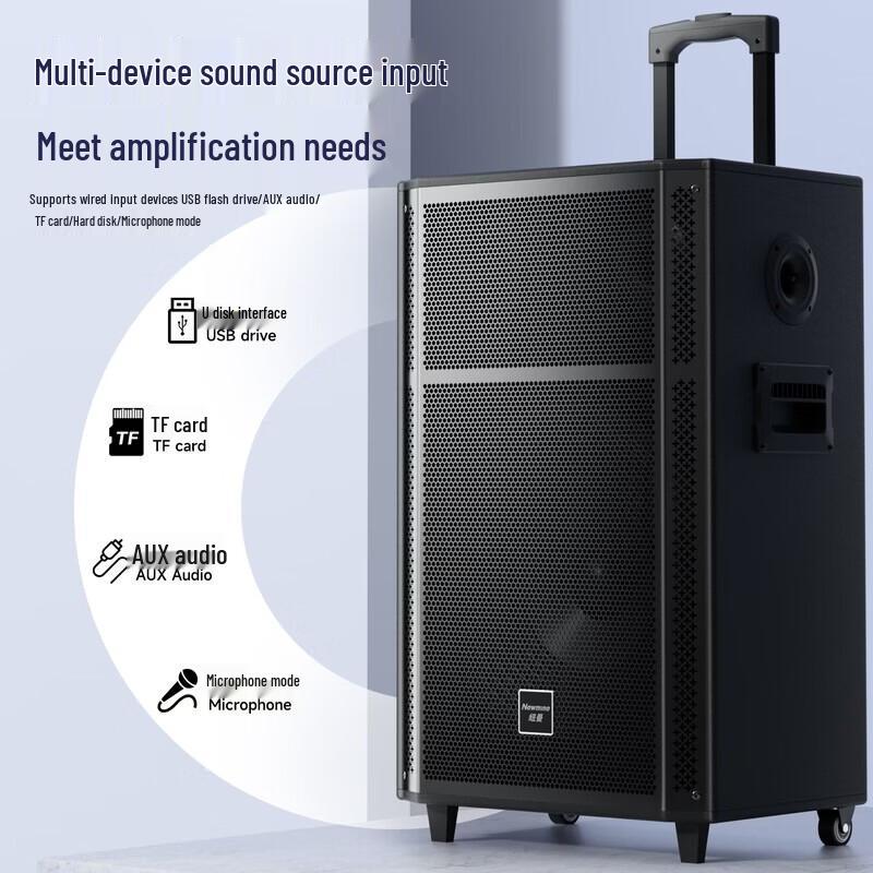 Портативная тележка Bluetooth-колонка Newmine N529, 15 дюймов, штекер CN (адаптер в комплекте)