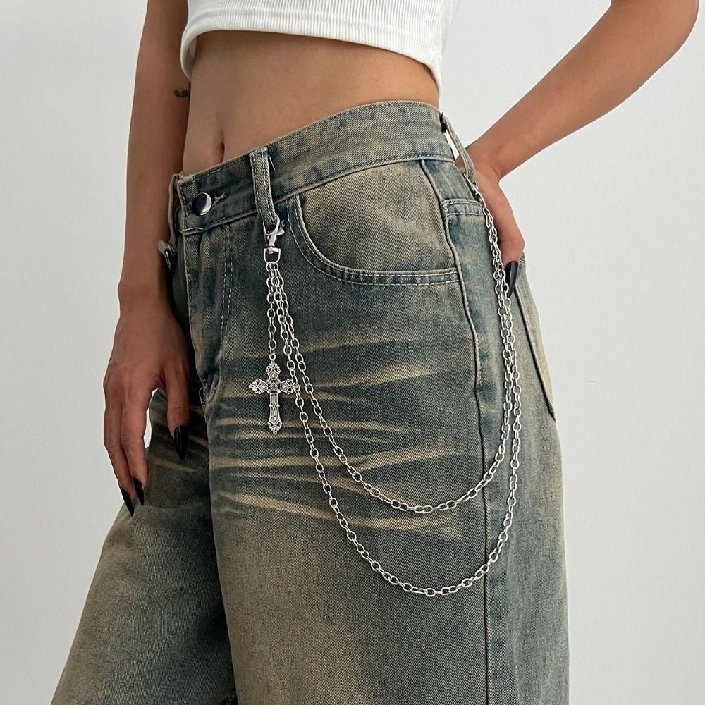 Zinc Zinc Zinc Alloy Star Pendant Pants Chain Pearl Metal Waist Chain Cool Bag Chain Male