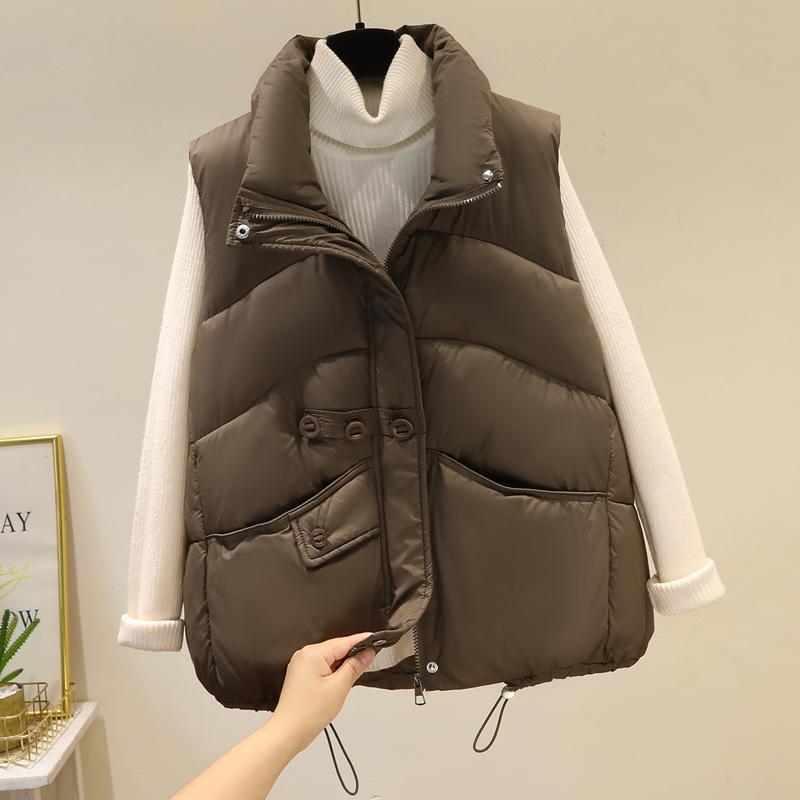 Модная женская парка без рукавов, зимняя верхняя одежда, элегантный толстый теплый жилет, женские короткие пальто