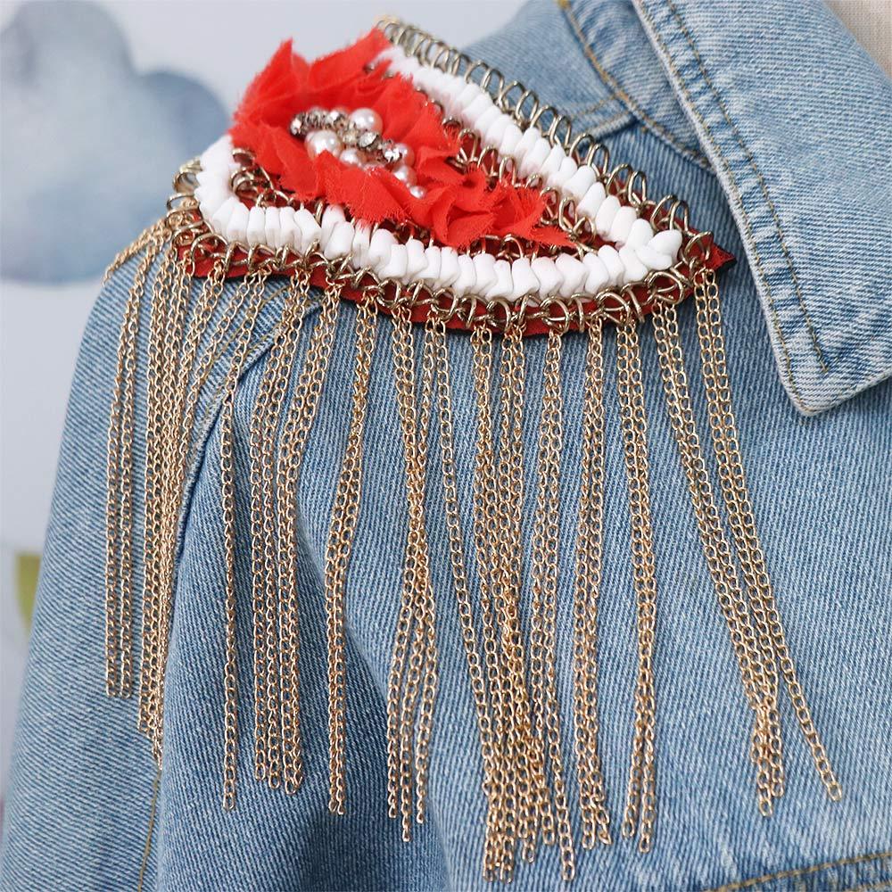 Pearls Pearls Tassel Epaulet Badge Shoulder Brooches Tassel Chain Shoulder Board Stage Performance