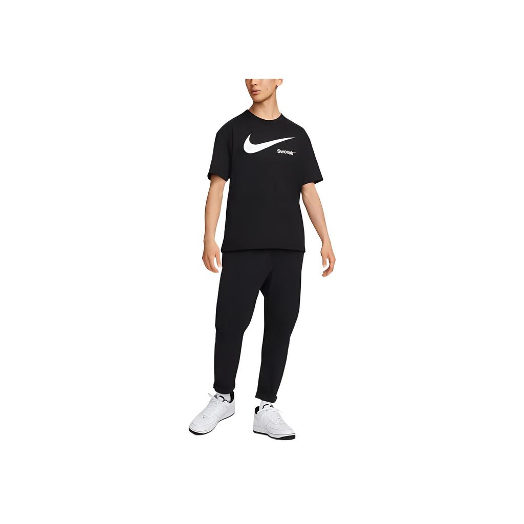 Nike Винтажный американский пуловер с круглым вырезом и логотипом с буквенным принтом, футболка с короткими рукавами, мужские топы, черный DX6309-010