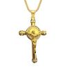Хип-хоп Обледенелый Большой Кулон с Крестом Иисуса Мужской Золотой Серебряный Цвет Нержавеющая Сталь Распятие Ожерелье для Мужчин Религиозные Украшения Подарок