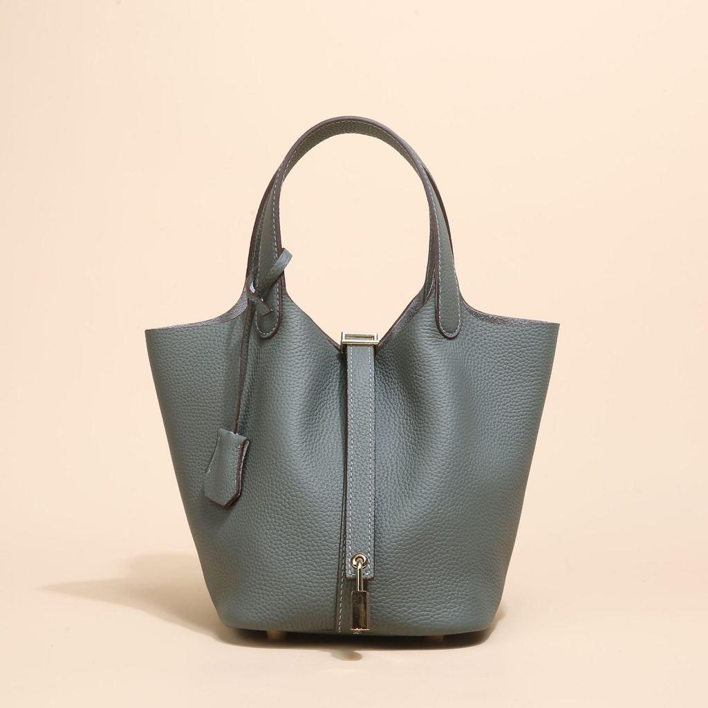 2024 Женская сумка-ведро из натуральной кожи с узором личи - Осенне-зимняя сумка-корзина для овощей