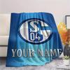 1PC Custom Name FC Schalke 04 Patterned Flannel Blanket Suitable For All Seasons for Home Decor Warmth and Comfort Gifts Holiday Present_xia