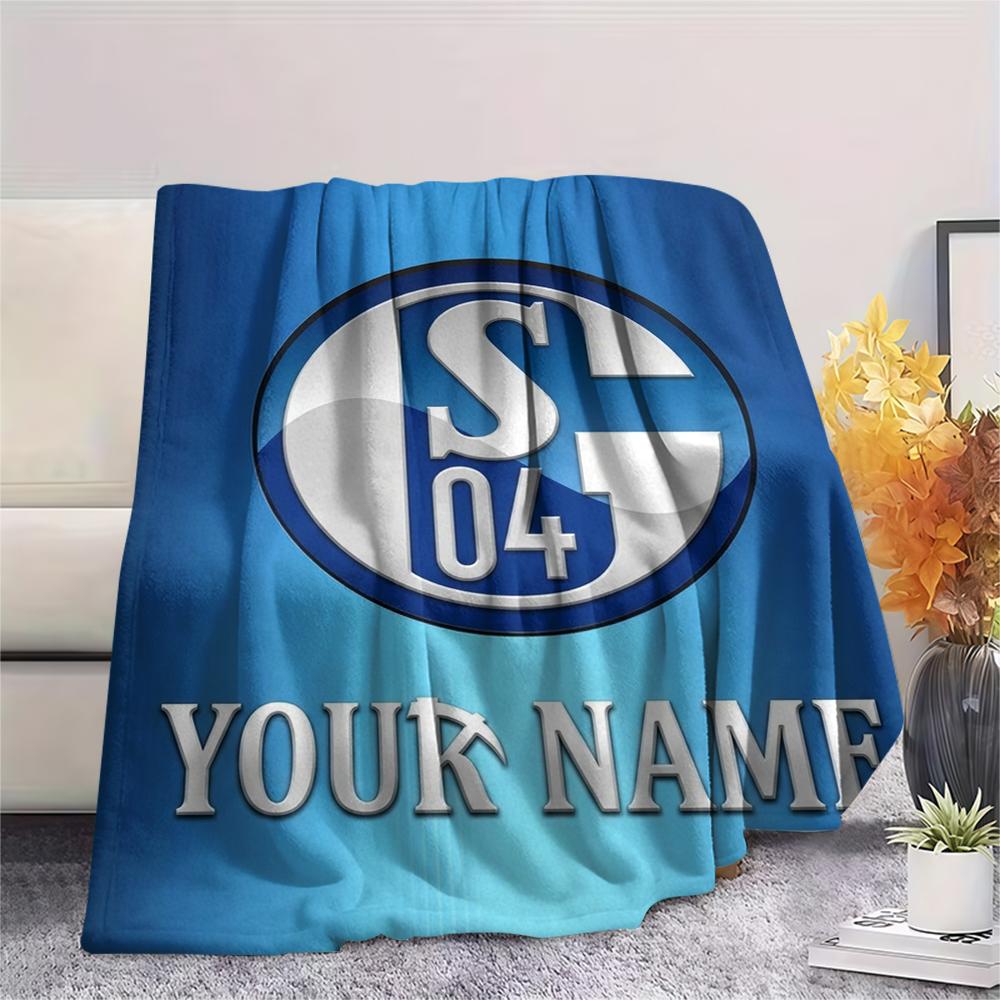 1PC Custom Name FC Schalke 04 Patterned Flannel Blanket Suitable For All Seasons for Home Decor Warmth and Comfort Gifts Holiday Present_xia