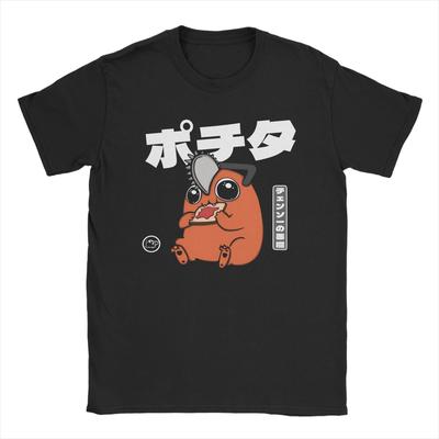 Мужские футболки Дьявол с бензопилой Кавайи Аниме Потрясающая Футболка из чистого хлопка С коротким рукавом Футболка Круглый воротник Одежда с принтом