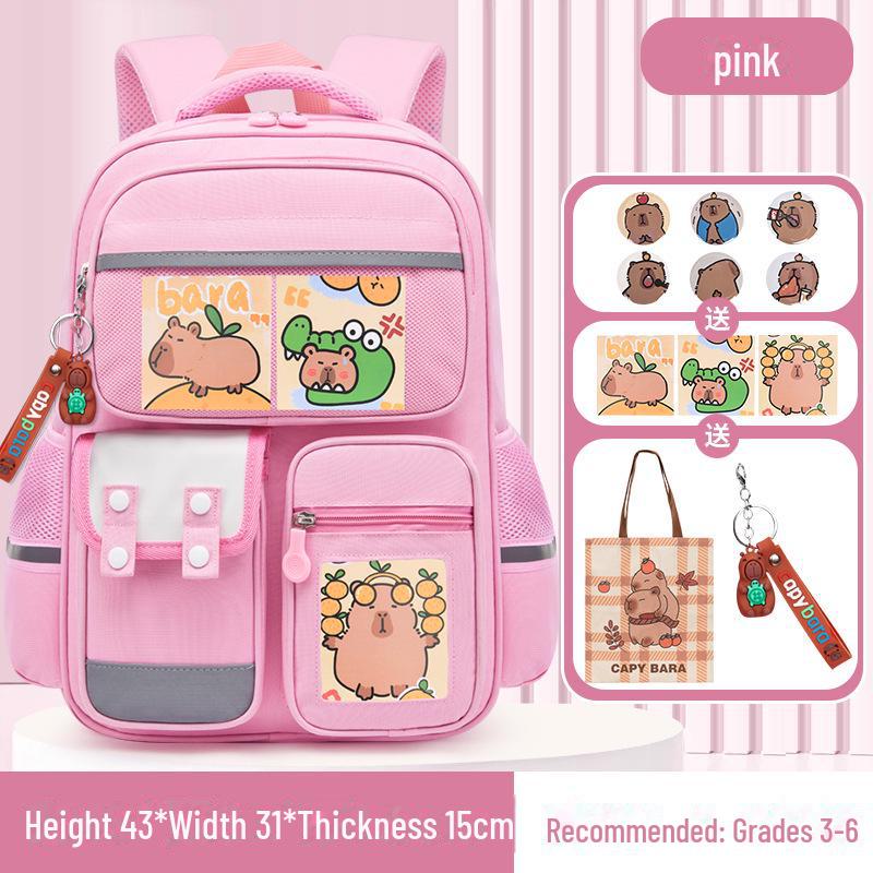 Рюкзак большой вместимости с капибарой для 1-6 классов - Милый и грязеотталкивающий дизайн для мальчиков и девочек