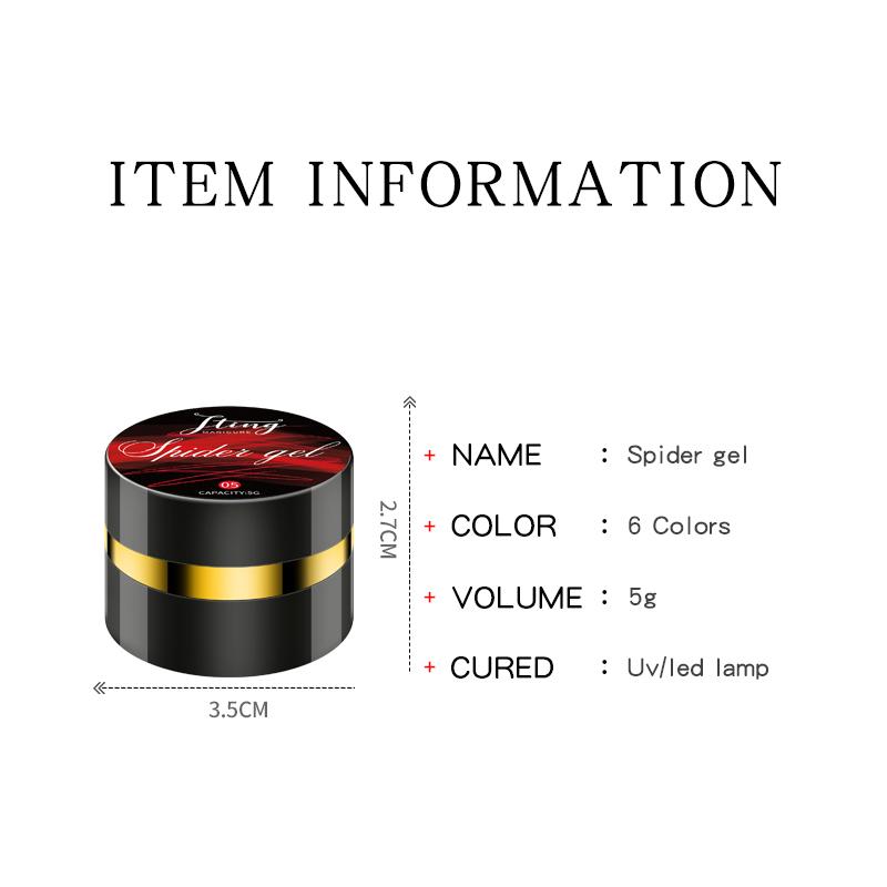 JTING 6 Colors Variety Styles Creative Painting Nail Elastic Drawing Gel Nail Art Spider Uv Led Gel Polish OEM Private Label