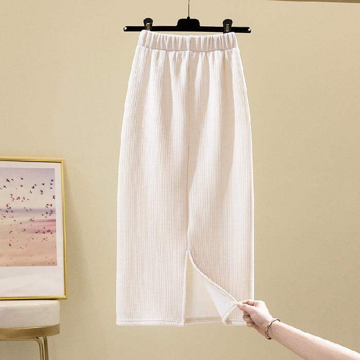 Юбка А-силуэта с высокой талией женская осенне-зимняя юбка-карандаш миди с боковым разрезом облегающая