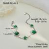 GEMCHIC Women's Geometric Green Stone Bracelet Set - Stainless Steel Fashion Jewelry for Daily & Party