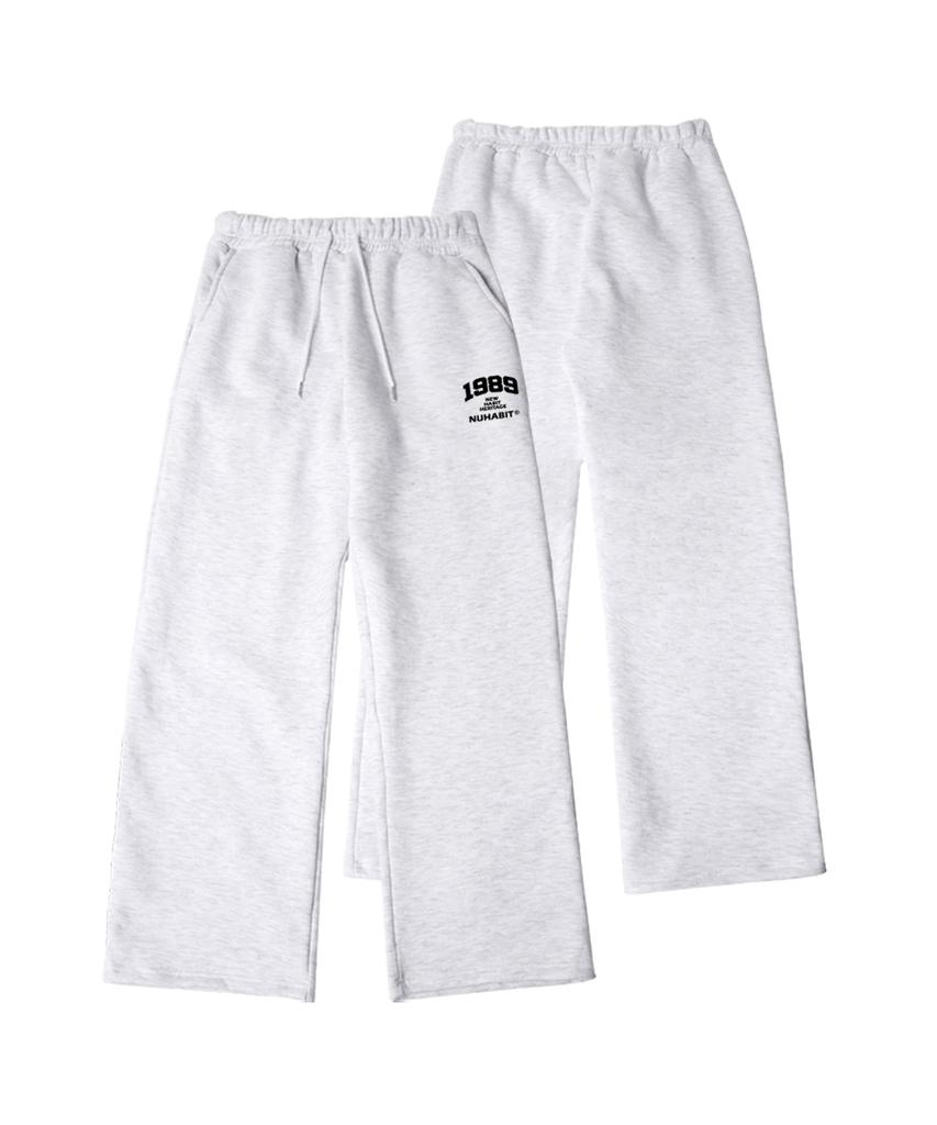 NUHABIT N/H Nhh Logo Wide Fleece-Lined Pants_Melange White (Gwp4-2Nh1130)