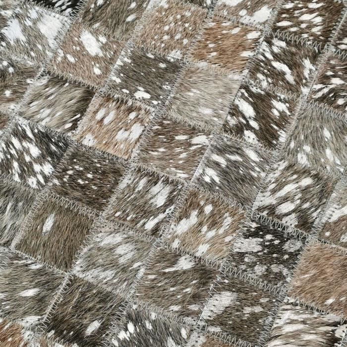 Tapis salon en cuir recyclé éclats argentés marron 120x170