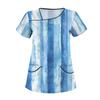 Women's Casual  Print Short Sleeve Sloping Collar Workwear Top With Double Pockets