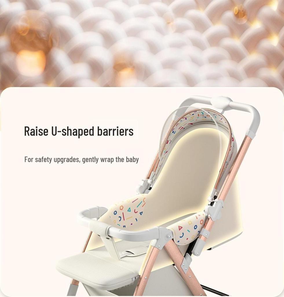 Elevated Baby Stroller: Reclining, Lightweight, Foldable, Two-Way Shock Absorption for Newborns