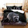 Raccoon Duvet Cover Set Cute Wild Animals Polyester Comforter Cover King Queen Size For Boy Girl Bedding Set With Pillowcase
