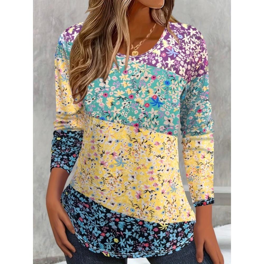 Футболка с длинным рукавом и ярким цветочным принтом 3D, модный узор, женская одежда, повседневная одежда y2k, женская одежда Harajuku