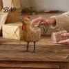 Pastoral Theme Scene Decoration Country Style Pig/Rooster Figurine, Resin Rustic Farmhouse Animal Statue, Miniature Decor Sets Desktop Ornaments