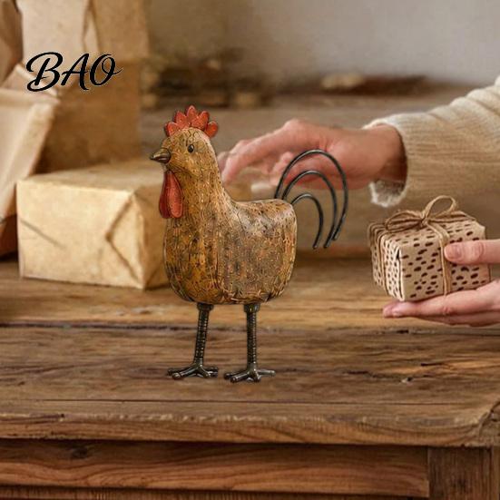 Pastoral Theme Scene Decoration Country Style Pig/Rooster Figurine, Resin Rustic Farmhouse Animal Statue, Miniature Decor Sets Desktop Ornaments