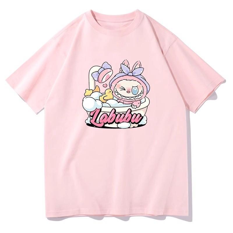 Футболка Labubu повседневная с коротким рукавом и круглым вырезом, унисекс, повседневный модный тренд