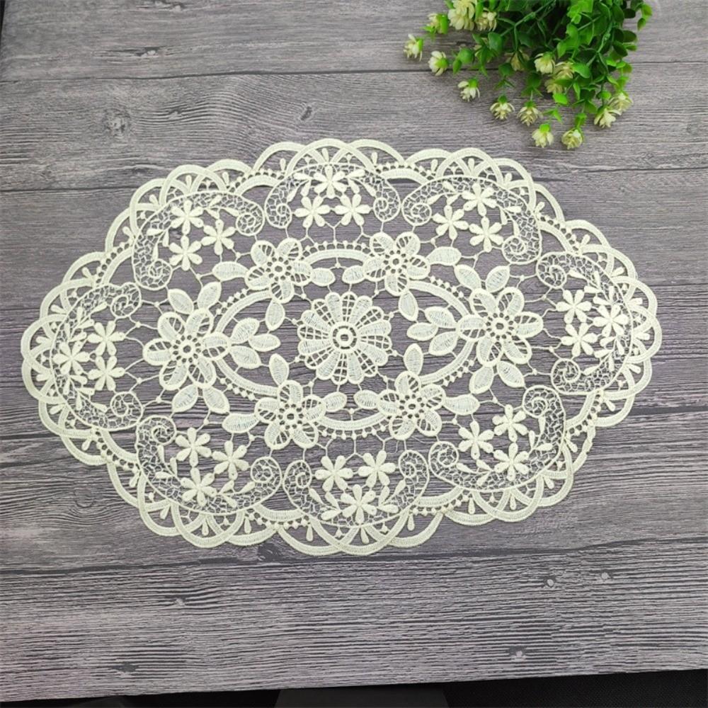 Flower Embroidery Lace Table Mat Embroidered Vase Table Lamp Pad Lace Table Cloth Beside Table