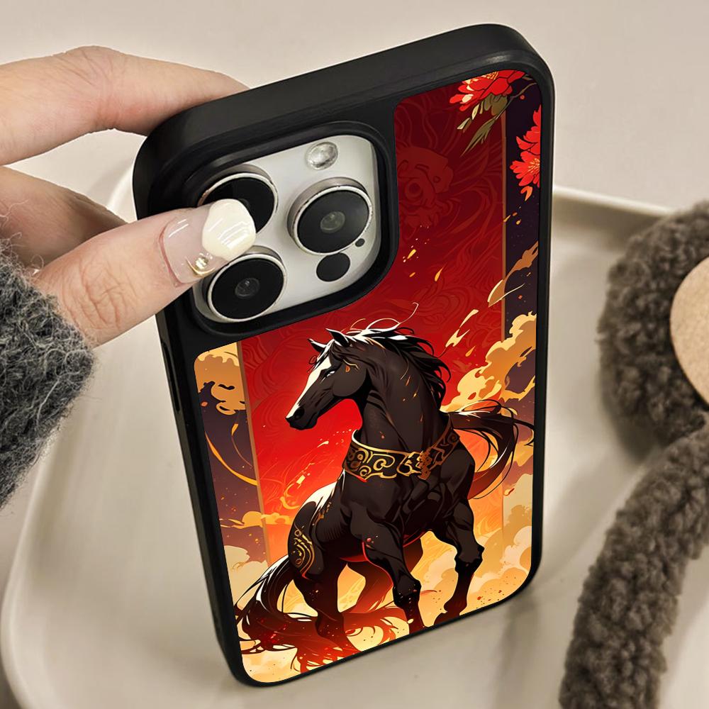Чехол для мобильного телефона Год Золотой Лошади для iPhone 17 16 15 14 13 12 11 Air Pro Max Plus Матовая поверхность Цветная крышка Красивый чехол