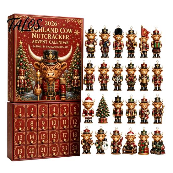 Christmas Advent Calendar 2024 2026 Nutcracker Calendar, 24-Day Acrylic Ornament Set with Classic Festive Decoration for Home Soldier Figures,