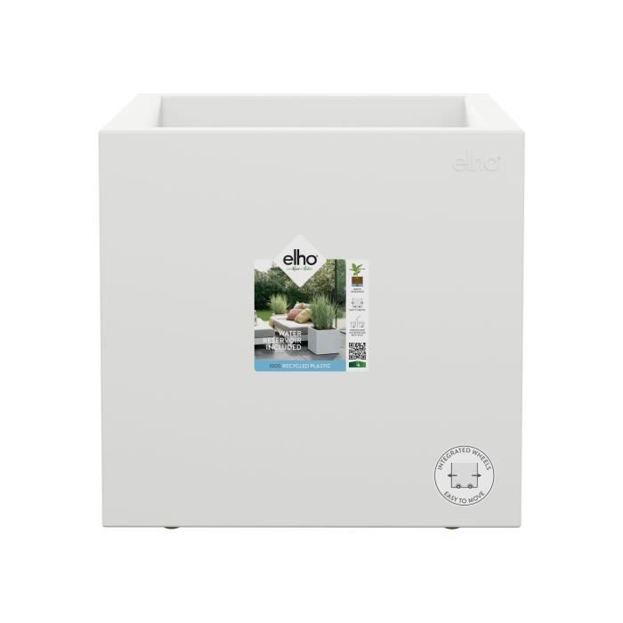 ELHO Pot de fleurs Vivo Next Square 40 - Ø 39 x H 38 cm - Intérieur,Extérieur - 100% recyclé - Blanc