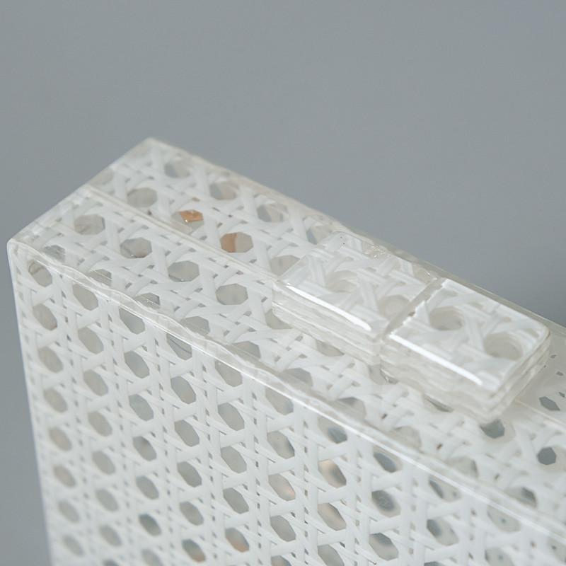 Новые модные сумки, модные женские сумки, белые однотонные акриловые сумки из ротанга, роскошная вечерняя вечерняя сумка, женская повседневная милая сумка-клатч в коробке