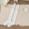 Женские тонкие сексуальные носки до бедра с кружевной отделкой в стиле пэчворк для весны и осени, однотонные, в сочетании с ботфортами.