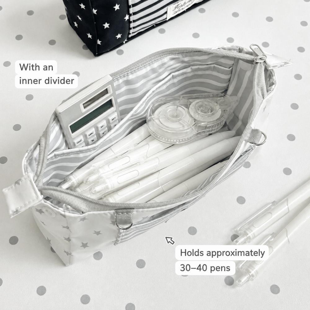 Multi-Layer Pencil Pouch Star Striped Print Stationery Storage Bag Stationery Pouch Back To School