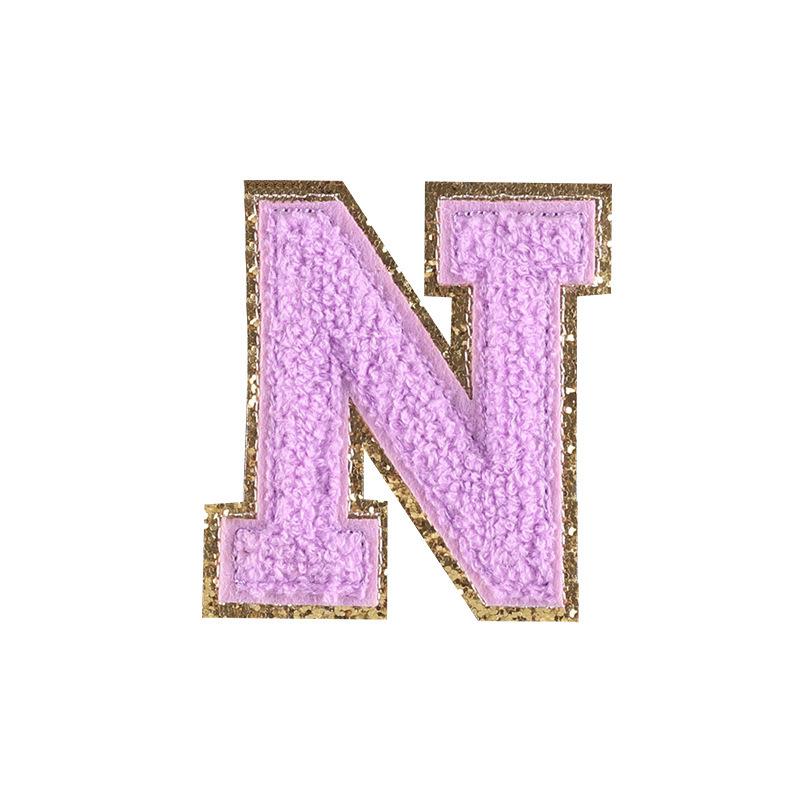 Вышивка Этикетка Полотенце Вышивка Цветная Английская Буква Нашивка Аксессуары для Одежды Золотая Кромка Наклейка Вышивка Шениль Вышивка Тканевая Наклейка