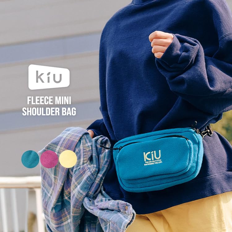 KiU Fleece Mini Shoulder a fluffy fleece shoulder pouch with and perfect for outdoor Magenta Perfect for fall and Bag, bag/waist two-way pockets.