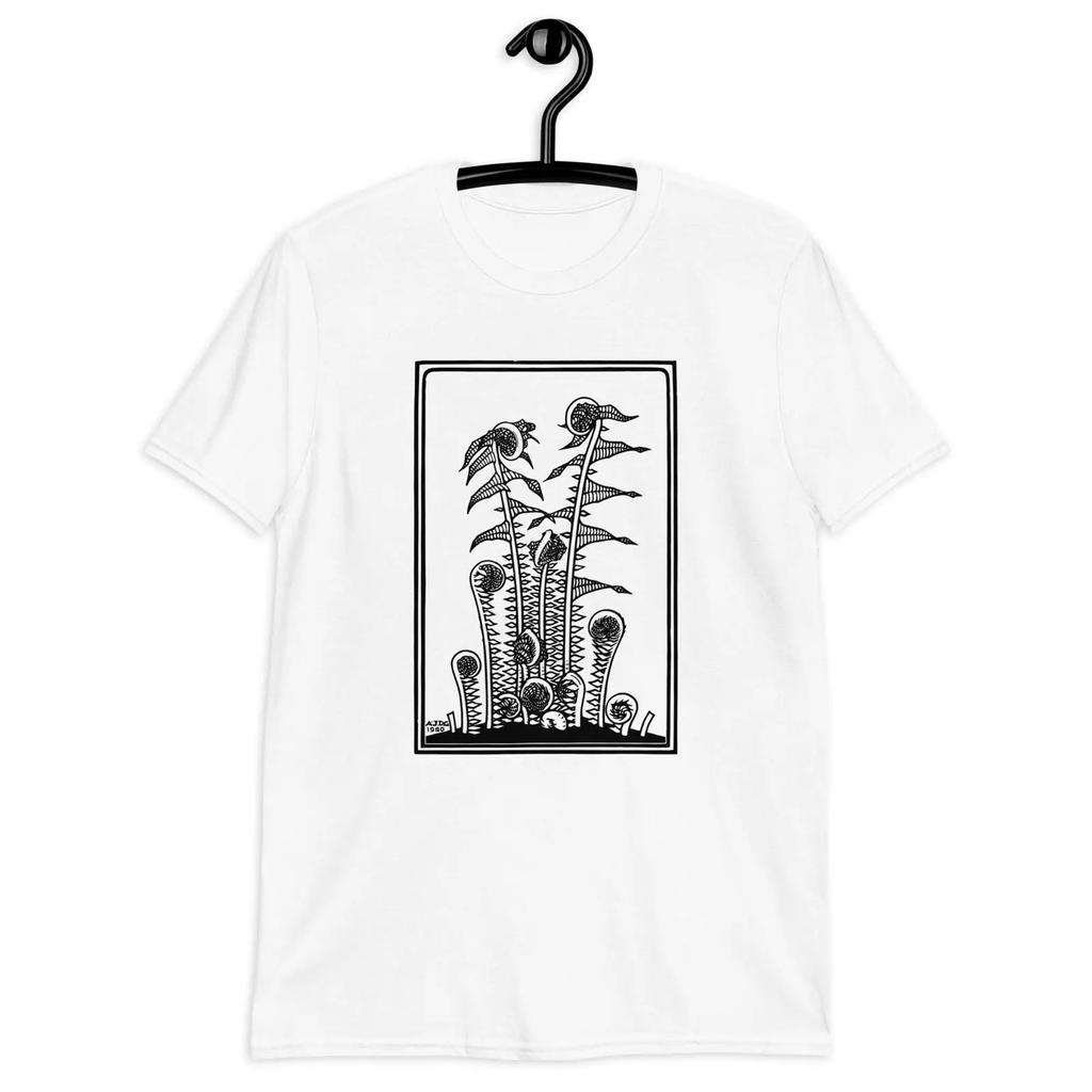 Ferns T Shirt Vintage Style Art With Illustrated Flowers Vintage Stylish Casual Graphic Versatile Fashion Homme Slightly