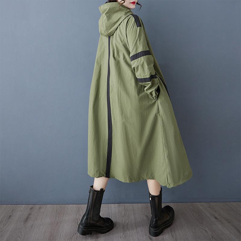 Long Sleeve Oversized Vintage Hooded Casual Loose Autumn Spring Winter Trench Coat for Women Outerwear