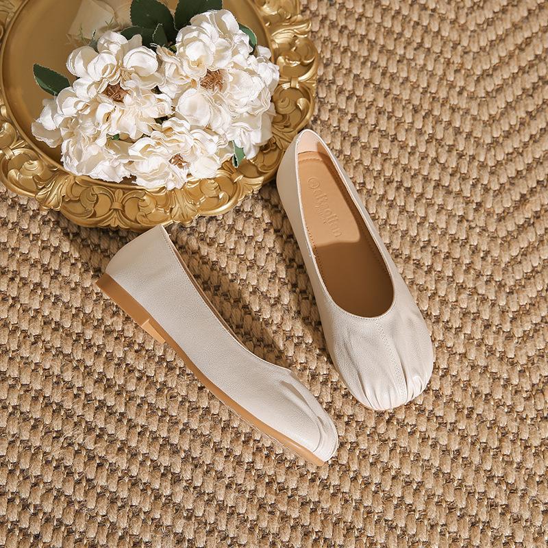 Flat-soled Single Shoes Women's One-pedal Grandma Shoes Soft-soled Doudou Shoes Casual Pregnant Women's Driving Shoes