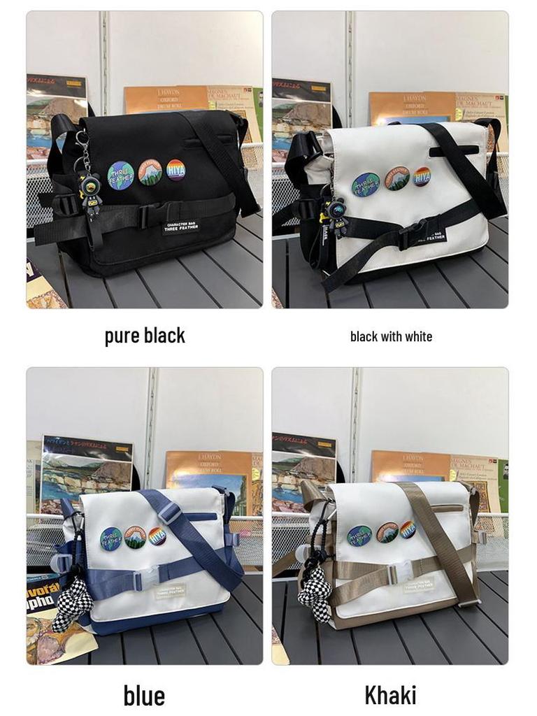 Men's Trendy Large Capacity Japanese Minimalist Crossbody Bag, Versatile College Student Shoulder & Messenger Bag