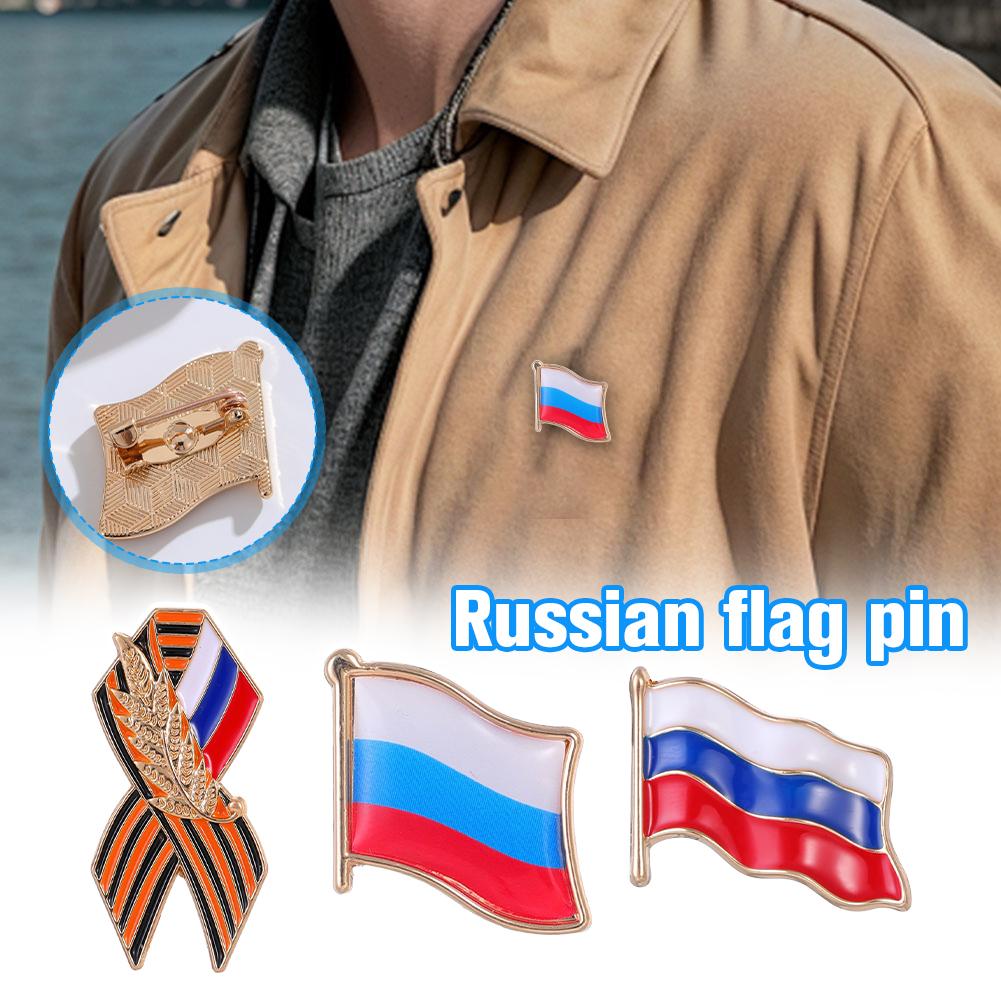Эмалированная Брошь Российский Национальный Флаг Георгиевская Лента Сплав Колос Пшеницы Бабочка Значок Женское Пальто Рубашка Корсаж Шляпа Сумка Значок