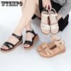 Women's Sandals Summer New Soft Leather Flat Bottom Sandals Simple and Versatile Mom Sandals Middle-aged Anti-slip Open Toe Sandals